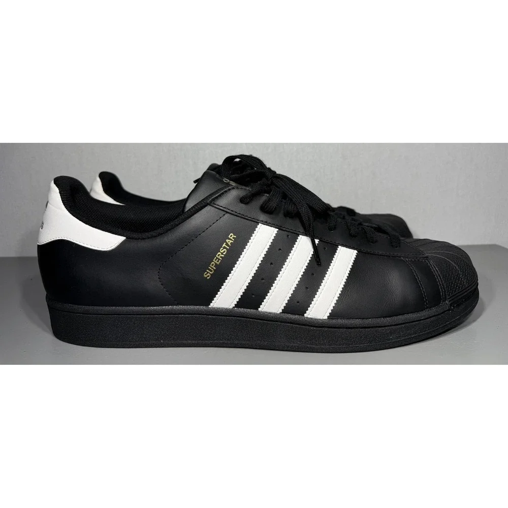 Adidas Superstar Shoes Mens Size 20 Black White Leather Shell Toe B27140 Classic - Picture 3 of 11